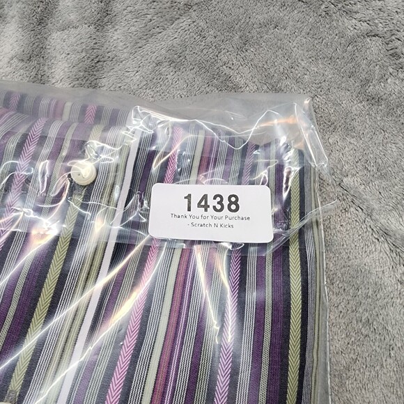 Alan Flusser Men's Dress Shirt Multicolor Striped Long Sleeve Purple Size 2XL - Picture 12 of 12